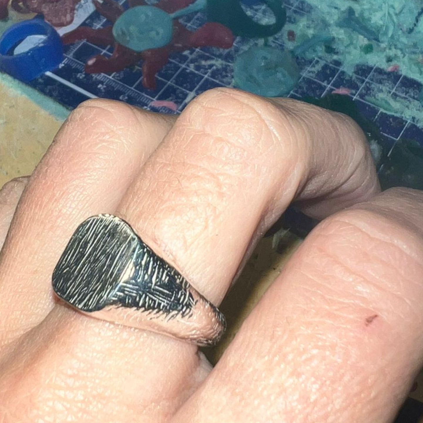 Scratch Signet Sterling Silver Ring