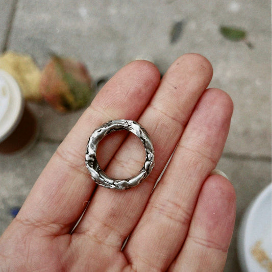 Warped In Time Silver Band Ring