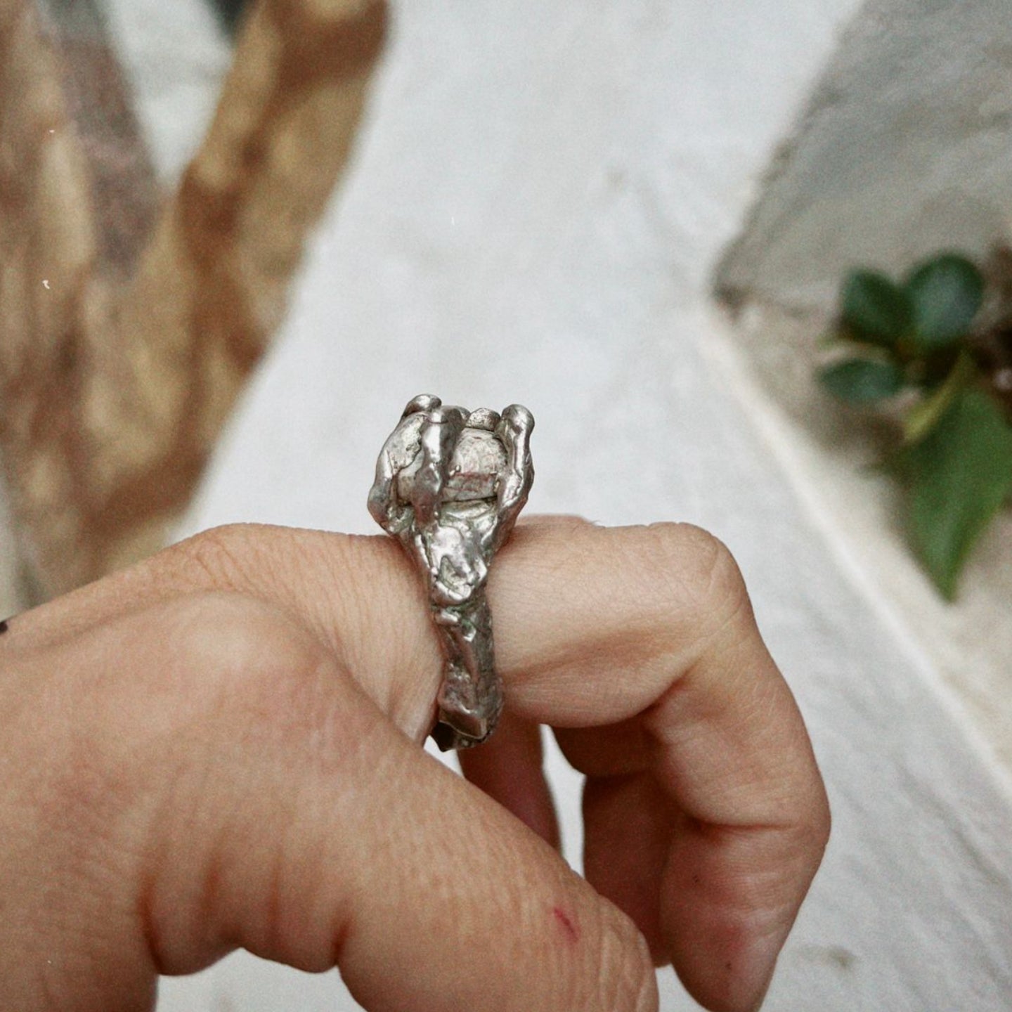 Raw Like Ruby Claw Sterling Silver Ring